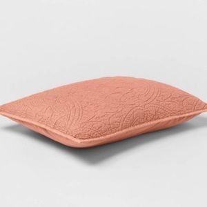 Stitched medallion pillow sham dark peach